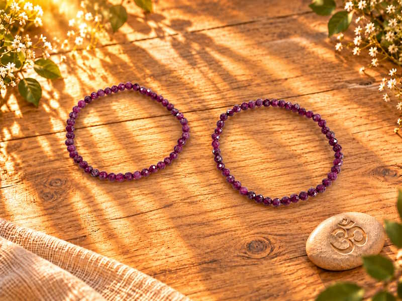 Pulsera Rubí bola facetada